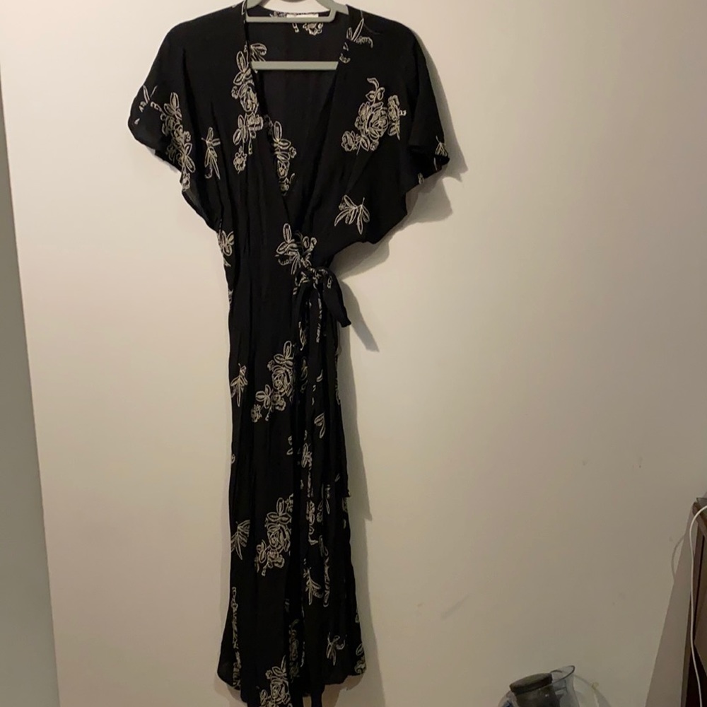 Embroidered Wrap Dress